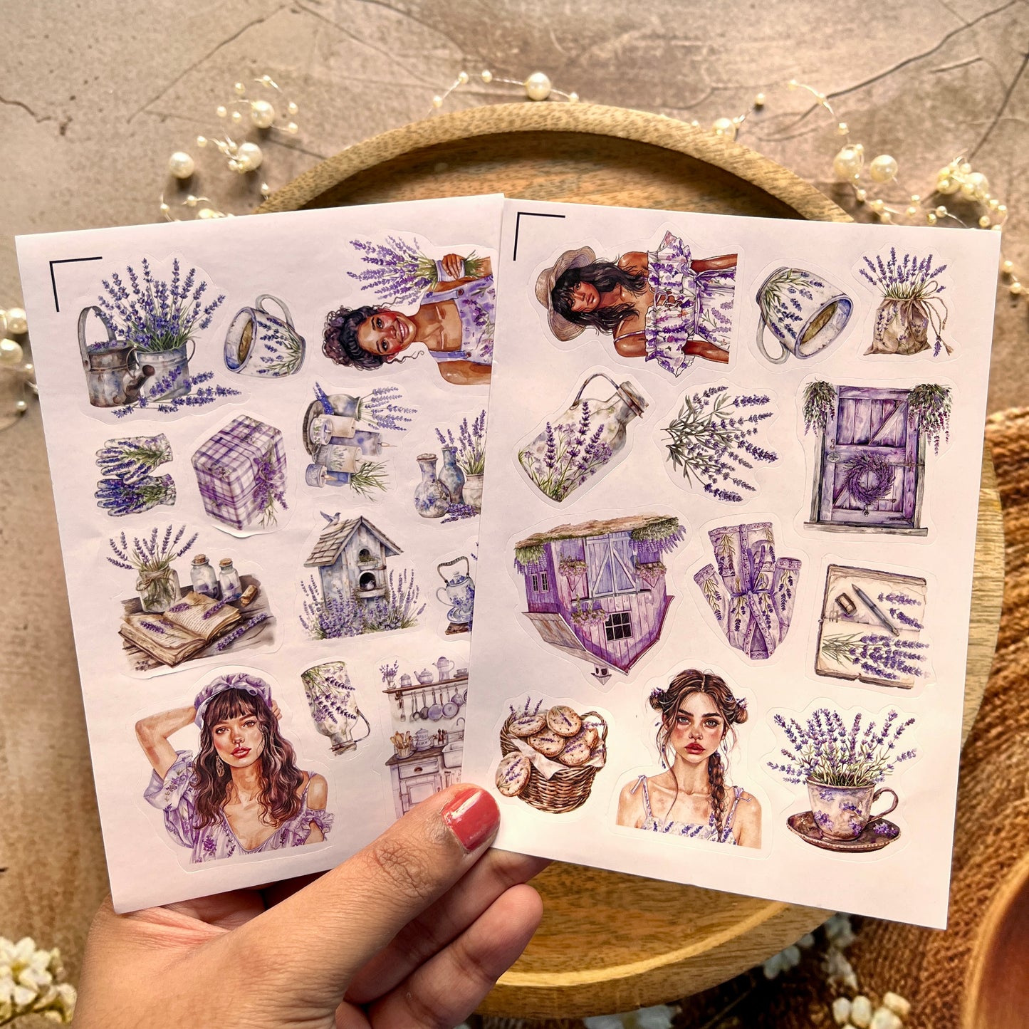 3 Sheets Holiday Lavender Cute Character Die Cut Stickers