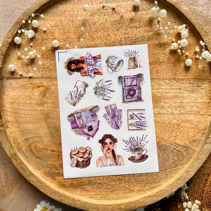 3 Sheets Holiday Lavender Cute Character Die Cut Stickers