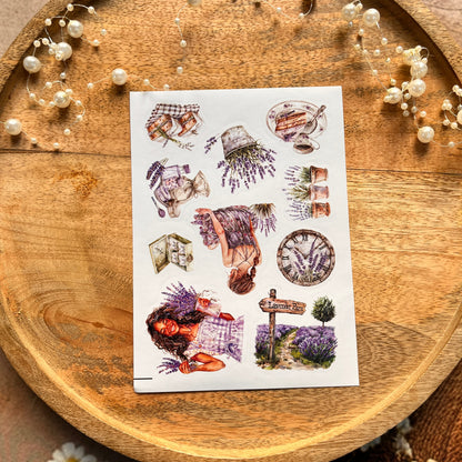 3 Sheets Holiday Lavender Cute Character Die Cut Stickers