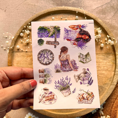 3 Sheets Holiday Lavender Cute Character Die Cut Stickers