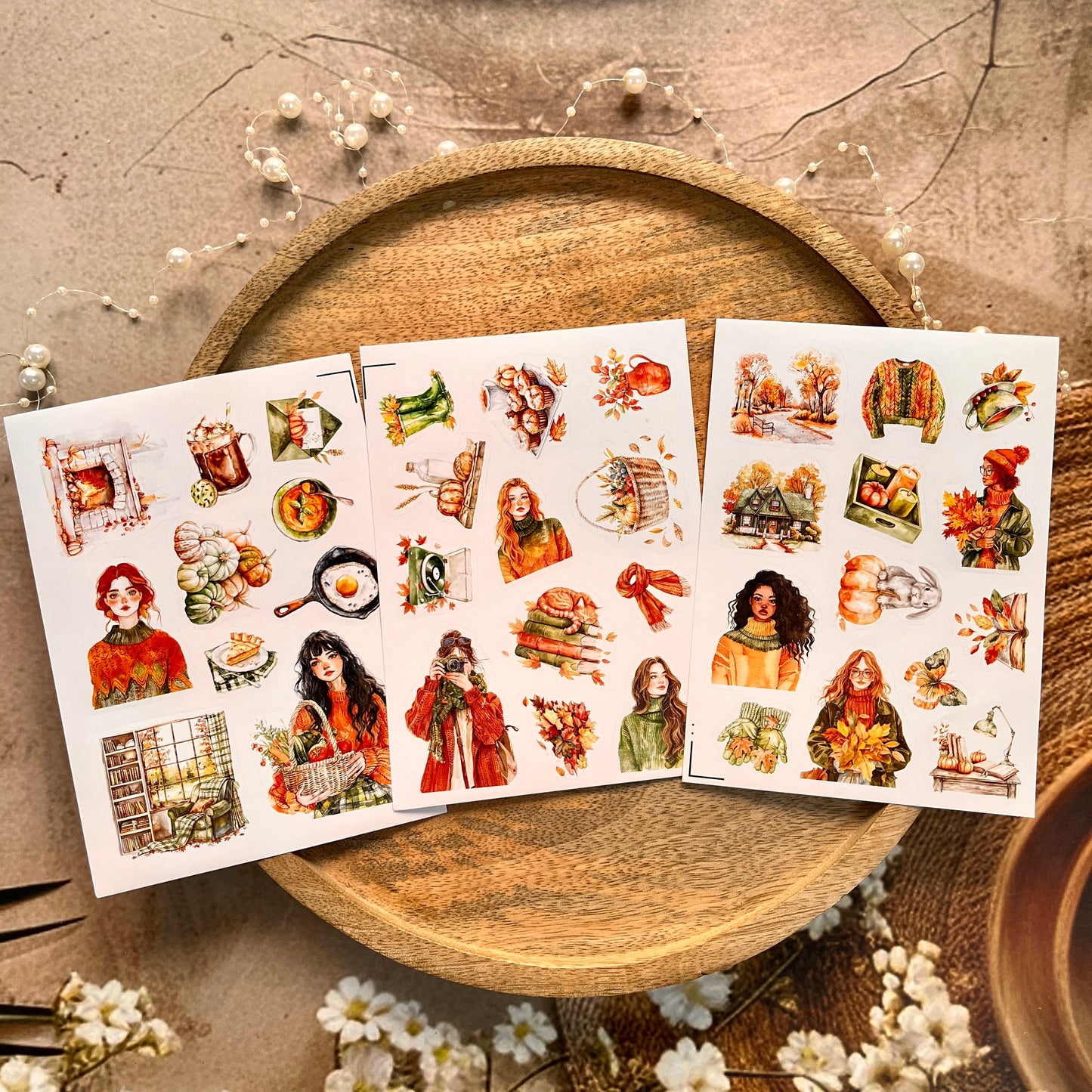 3 Sheets Welcome the green autumn days Die-cut Sticker Pack