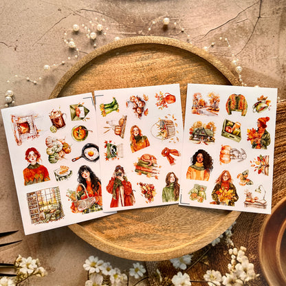 3 Sheets Welcome the green autumn days Die-cut Sticker Pack