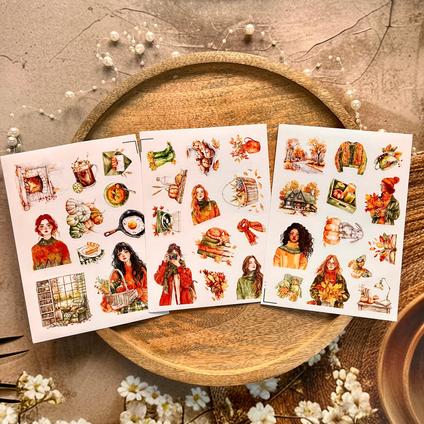 3 Sheets Welcome the green autumn days Die-cut Sticker Pack