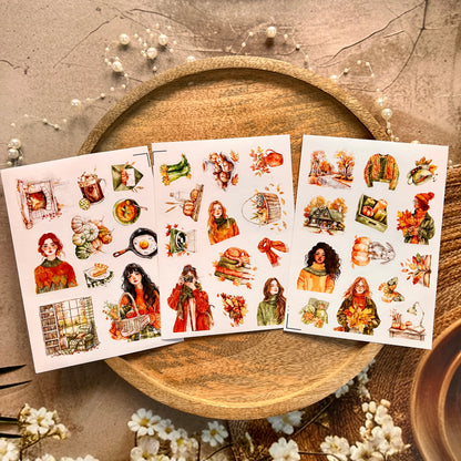 3 Sheets Welcome the green autumn days Die-cut Sticker Pack