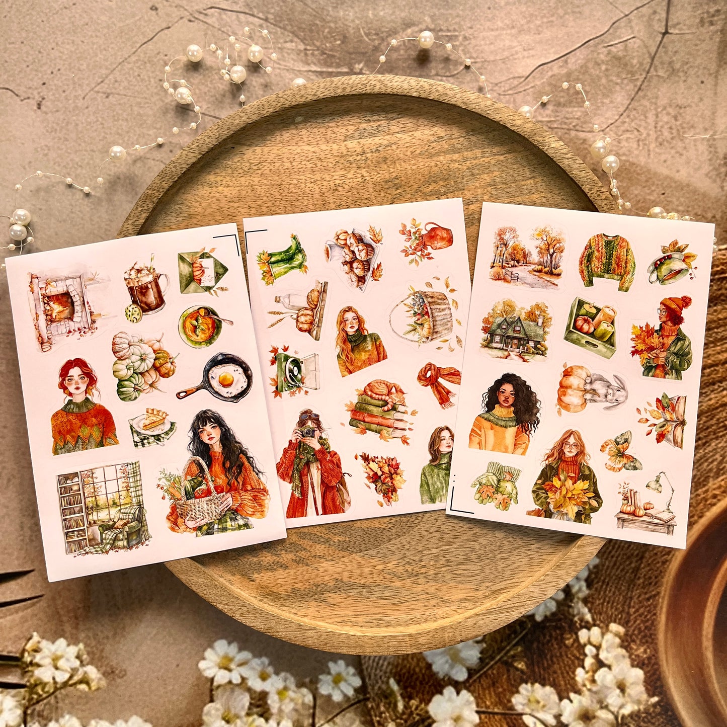 3 Sheets Welcome the green autumn days Die-cut Sticker Pack