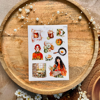 3 Sheets Welcome the green autumn days Die-cut Sticker Pack