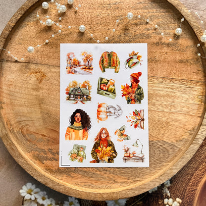 3 Sheets Welcome the green autumn days Die-cut Sticker Pack