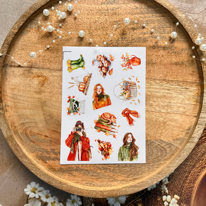 3 Sheets Welcome the green autumn days Die-cut Sticker Pack