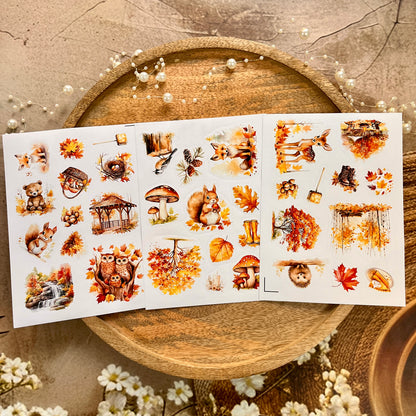 3 Sheets A single leaf falling heralds the arrival of autumn Animal Stickers