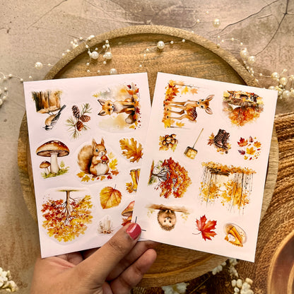 3 Sheets A single leaf falling heralds the arrival of autumn Animal Stickers