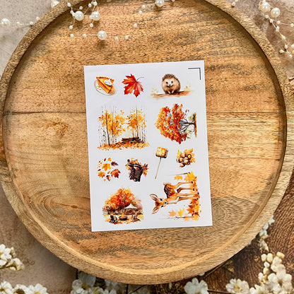 3 Sheets A single leaf falling heralds the arrival of autumn Animal Stickers