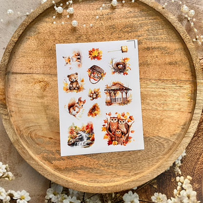 3 Sheets A single leaf falling heralds the arrival of autumn Animal Stickers