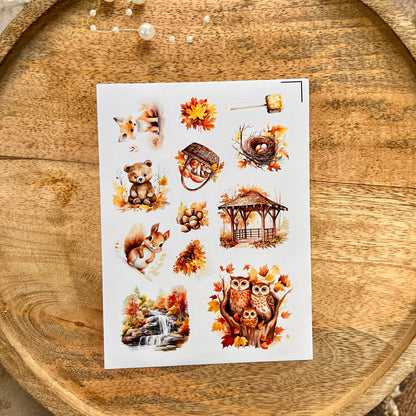 3 Sheets A single leaf falling heralds the arrival of autumn Animal Stickers