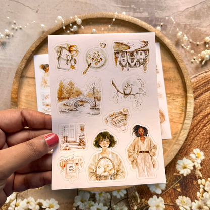 3 Sheets Fashionable Autumn White Lover Die-Cut Stickers