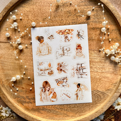 3 Sheets Fashionable Autumn White Lover Die-Cut Stickers