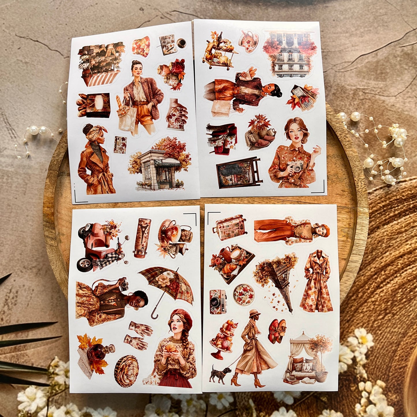 4 Sheets September in Paris Die-cut Sticker Sheets