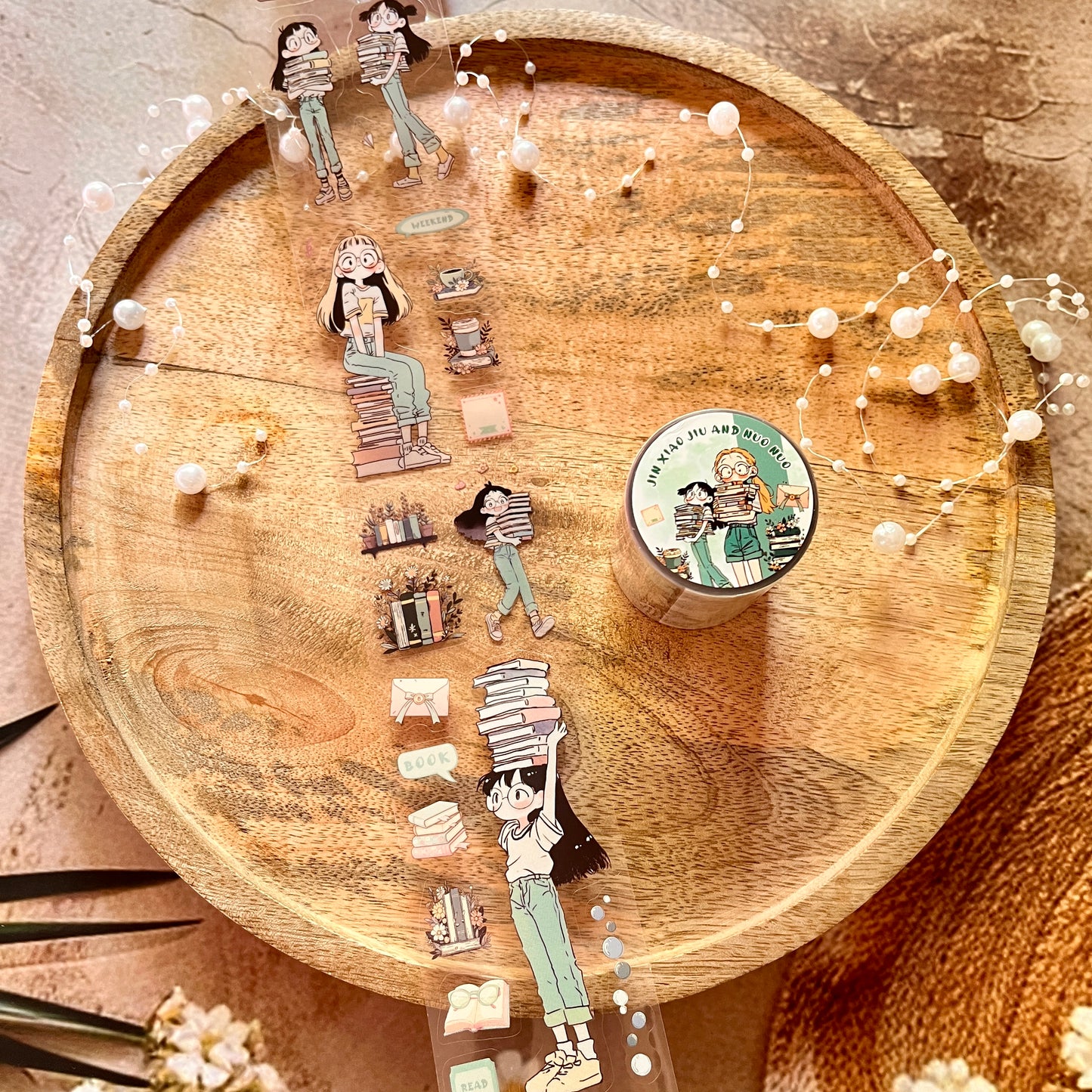 2M Roll Jiao Jiao and Nuo Nuo Series Cute Character Scenery PET Tape