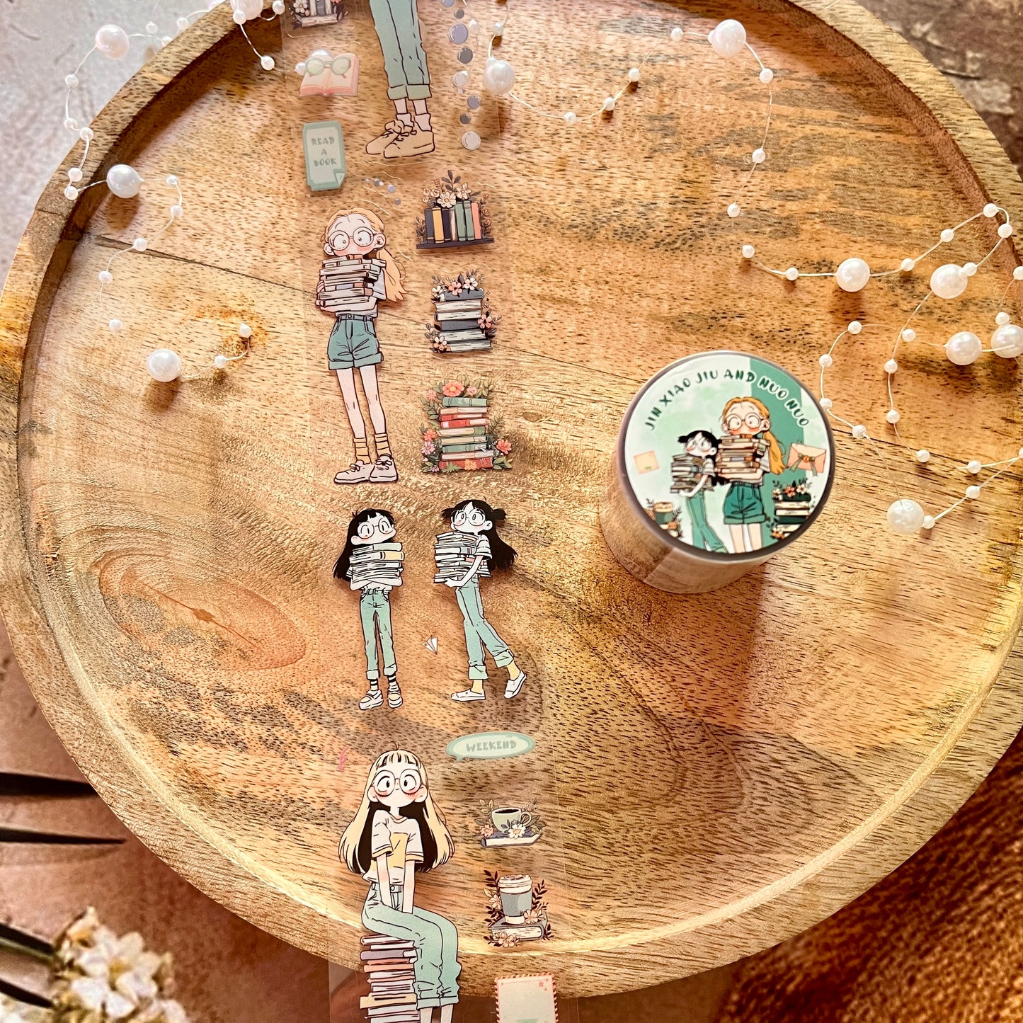 2M Roll Jiao Jiao and Nuo Nuo Series Cute Character Scenery PET Tape