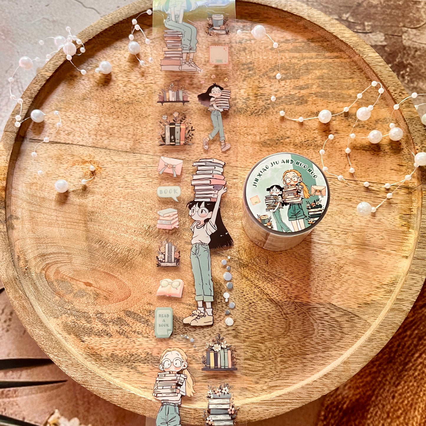 2M Roll Jiao Jiao and Nuo Nuo Series Cute Character Scenery PET Tape