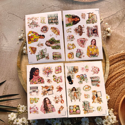 4 Sheets Colorful Autumn Die-Cut Deco Sticker Sheets