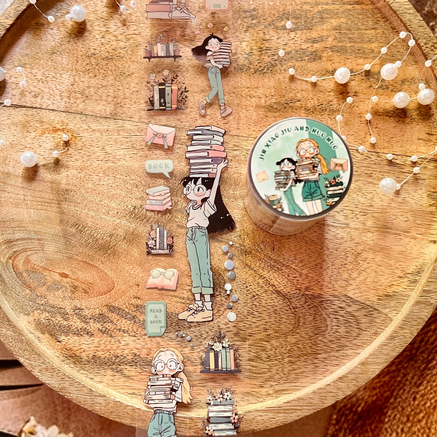 2M Roll Jiao Jiao and Nuo Nuo Series Cute Character Scenery PET Tape