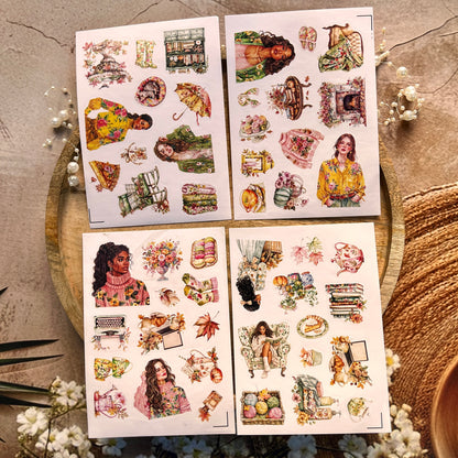 4 Sheets Colorful Autumn Die-Cut Deco Sticker Sheets