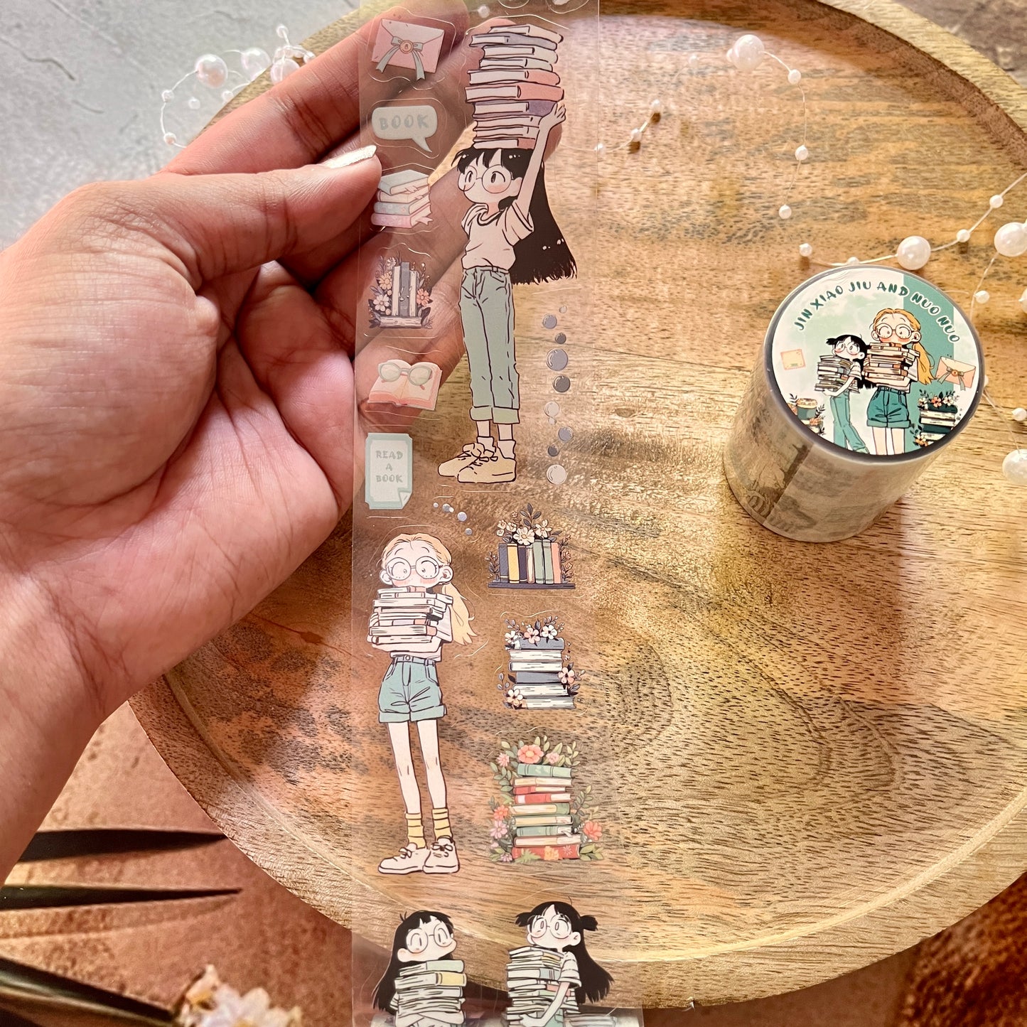 2M Roll Jiao Jiao and Nuo Nuo Series Cute Character Scenery PET Tape