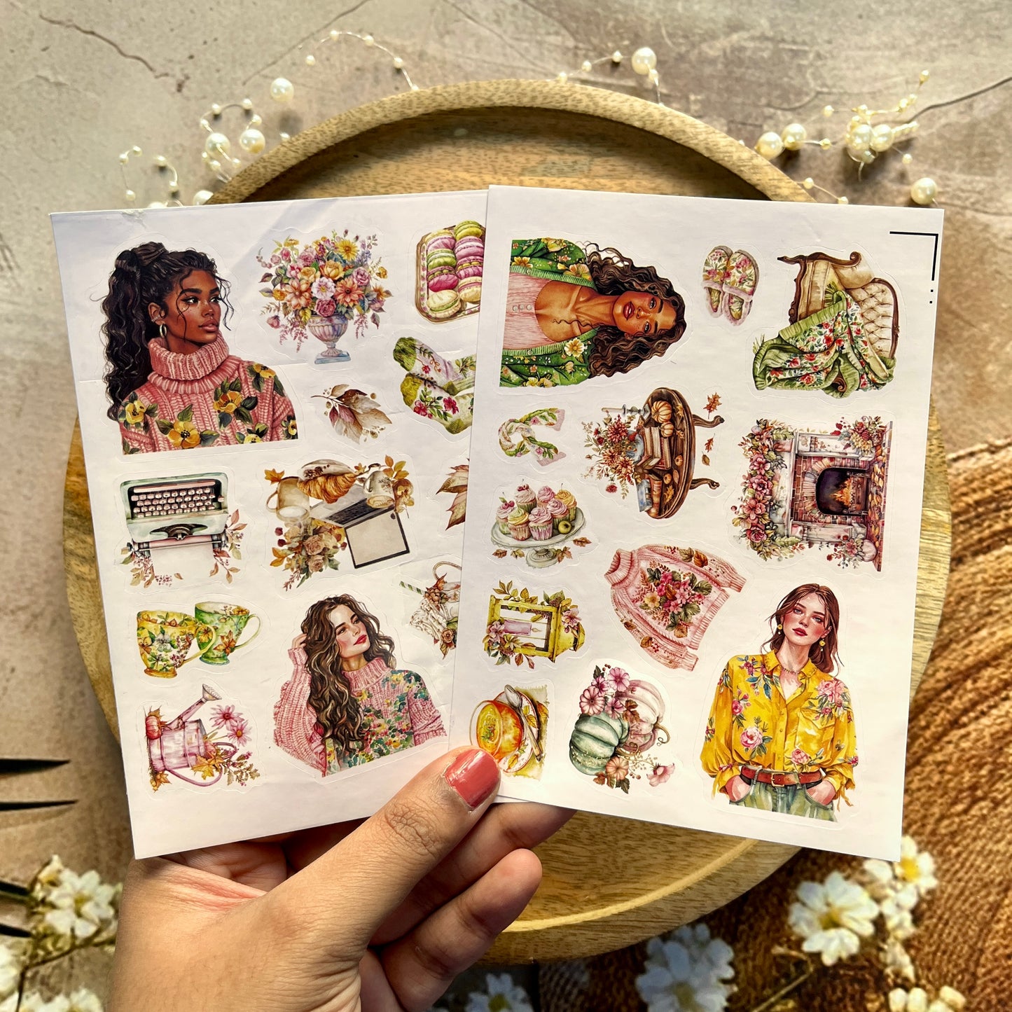 4 Sheets Colorful Autumn Die-Cut Deco Sticker Sheets