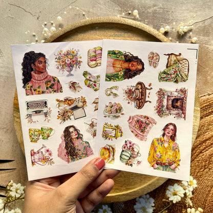 4 Sheets Colorful Autumn Die-Cut Deco Sticker Sheets
