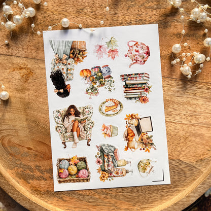 4 Sheets Colorful Autumn Die-Cut Deco Sticker Sheets