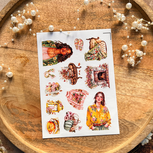 4 Sheets Colorful Autumn Die-Cut Deco Sticker Sheets