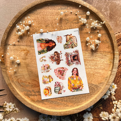 4 Sheets Colorful Autumn Die-Cut Deco Sticker Sheets
