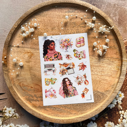 4 Sheets Colorful Autumn Die-Cut Deco Sticker Sheets