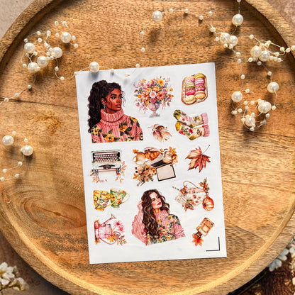 4 Sheets Colorful Autumn Die-Cut Deco Sticker Sheets