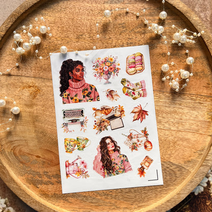 4 Sheets Colorful Autumn Die-Cut Deco Sticker Sheets