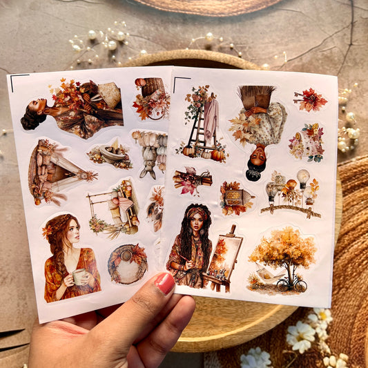 4 Sheets a Short Rest in Autumn Die-cut Sticker Sheets