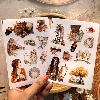 4 Sheets a Short Rest in Autumn Die-cut Sticker Sheets