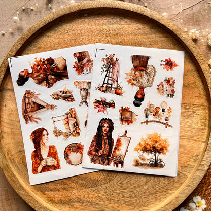 4 Sheets a Short Rest in Autumn Die-cut Sticker Sheets