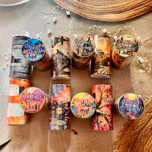 2M Roll Celtic Town Series Dark Background Retro Washi Tape