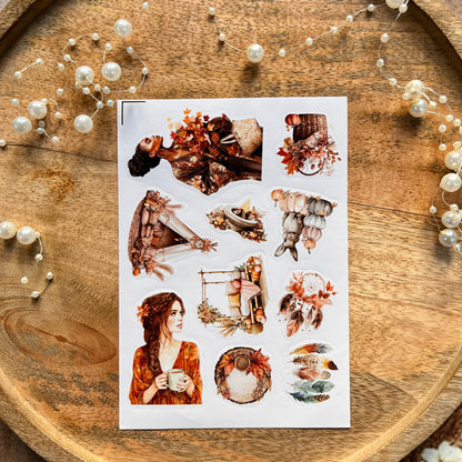 4 Sheets a Short Rest in Autumn Die-cut Sticker Sheets