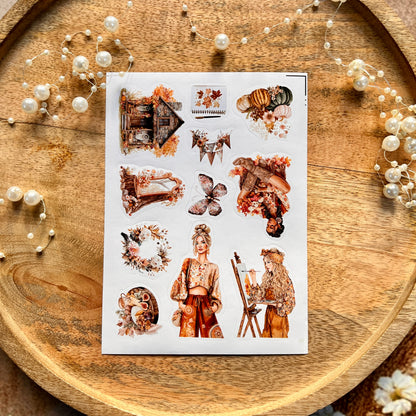 4 Sheets a Short Rest in Autumn Die-cut Sticker Sheets