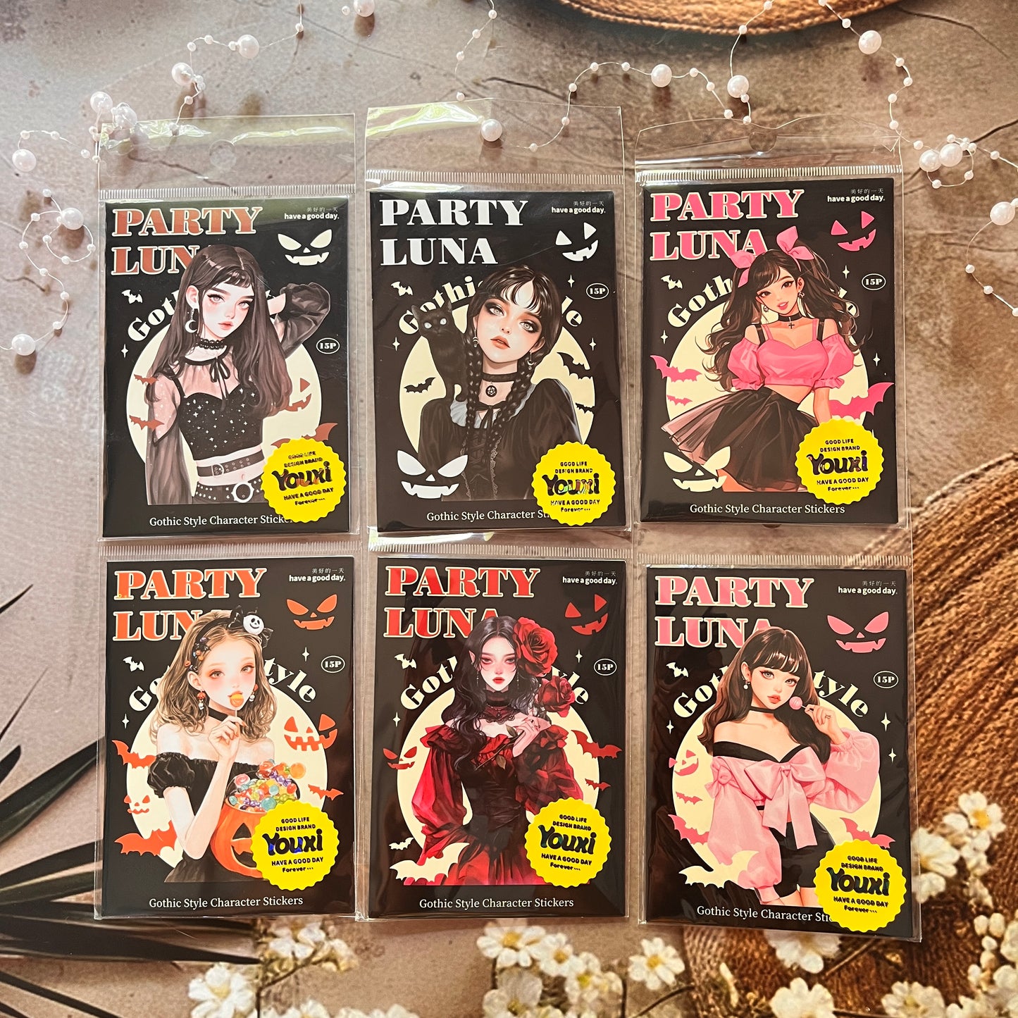 15 Pcs Luna Party Series Gothic-style Character Stickers for Scrapbooking