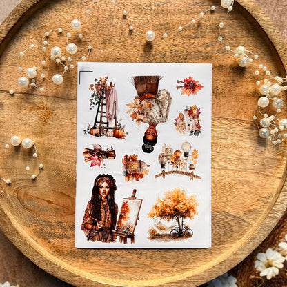 4 Sheets a Short Rest in Autumn Die-cut Sticker Sheets