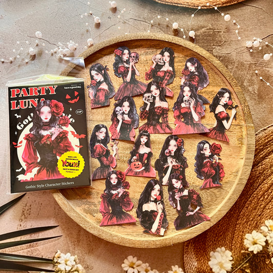 15 Pcs Luna Party Series Gothic-style Character Stickers for Scrapbooking