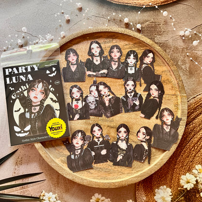 15 Pcs Luna Party Series Gothic-style Character Stickers for Scrapbooking