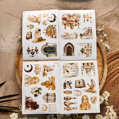4 Sheets Eid Mubarak Ramadan Lantern Star and Moon Stickers