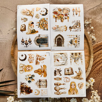 4 Sheets Eid Mubarak Ramadan Lantern Star and Moon Stickers