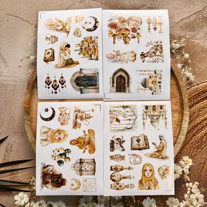 4 Sheets Eid Mubarak Ramadan Lantern Star and Moon Stickers