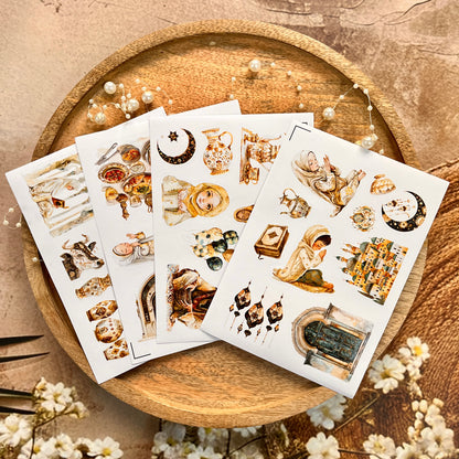 4 Sheets Eid Mubarak Ramadan Lantern Star and Moon Stickers