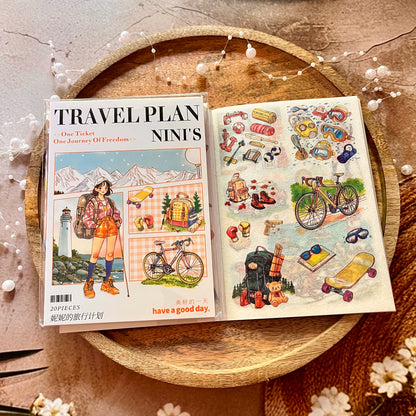 20 Sheets Nini's Travel Plans Series Scenery Dual-Material Sticker Book